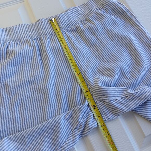 Old Navy High-Waisted Linen-Blend Pants L grey stripe pockets elastic waist - Picture 9 of 12